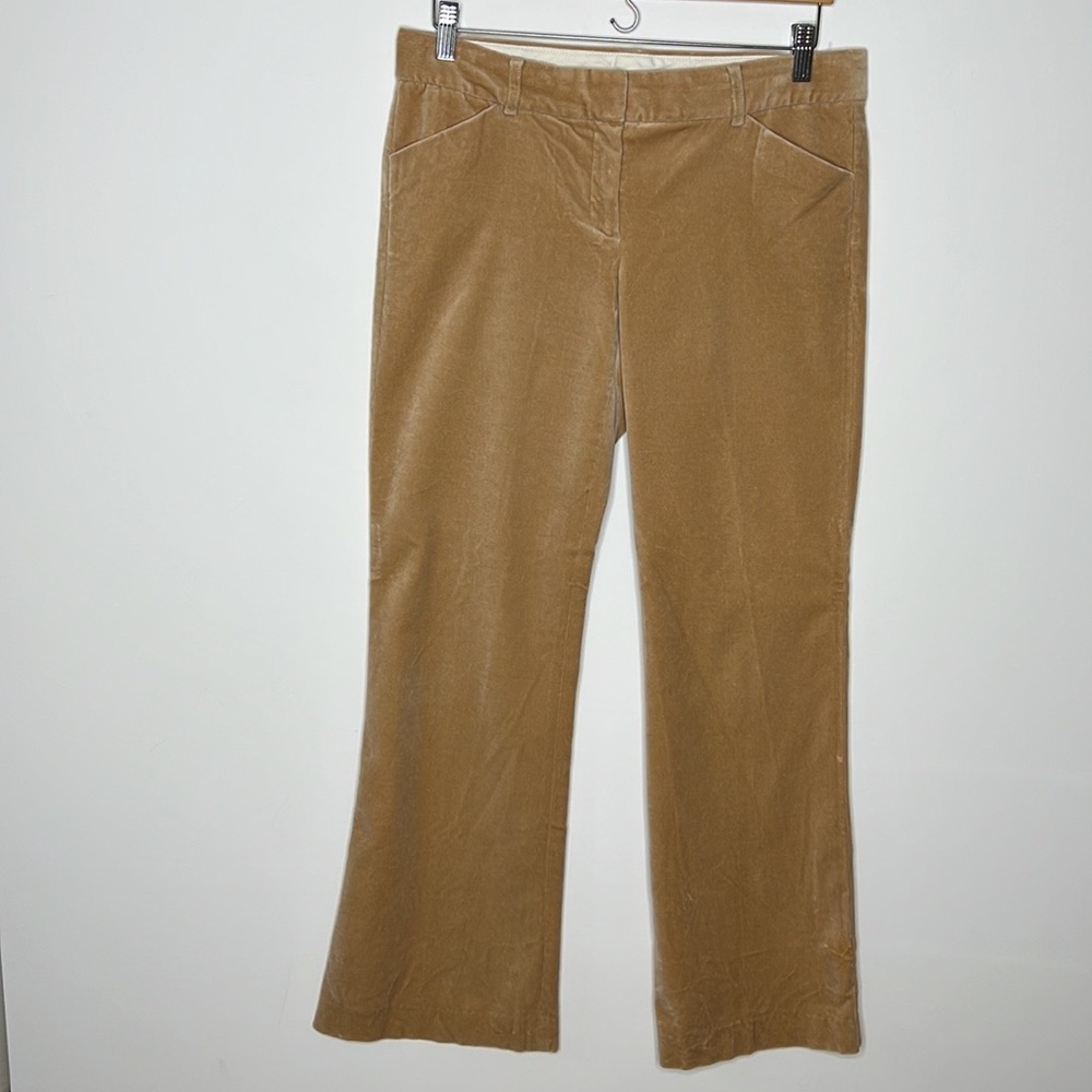 THEORY Velvet Boot Cut Tan Nude Stretch Pants Sz 10